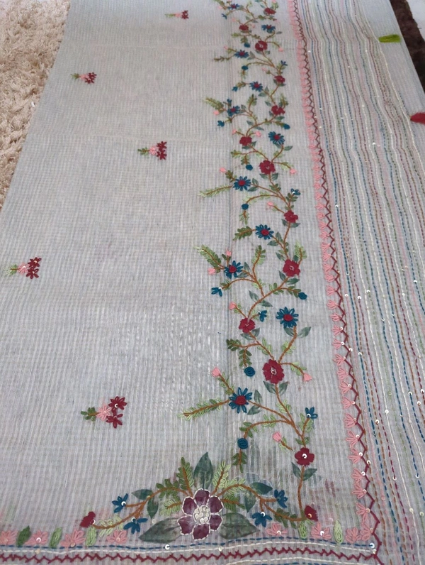 Cotton Doria Hand Work  - Gray