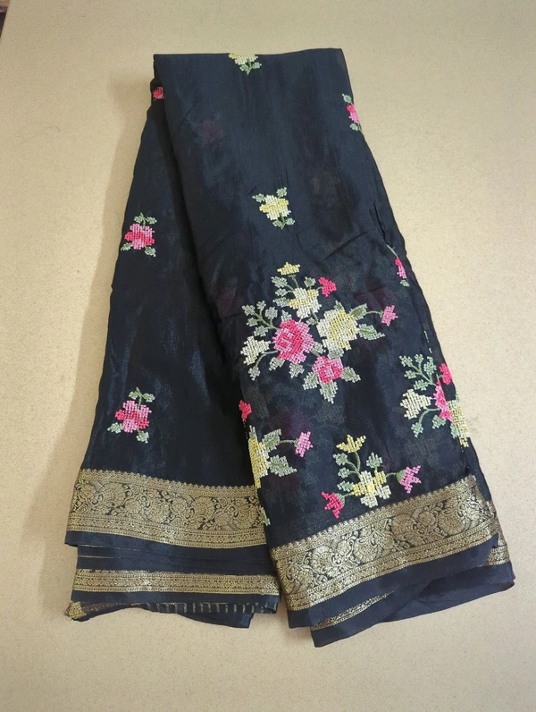 Pure Chinnon Embroidery  - Black