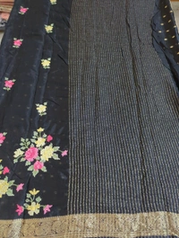 Pure Chinnon Embroidery  - Black