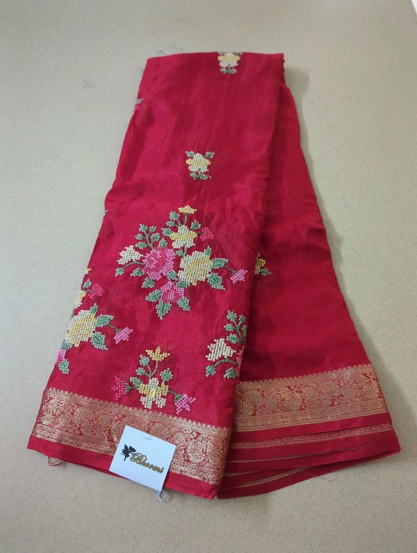 Pure Chinnon Embroidery  - Red