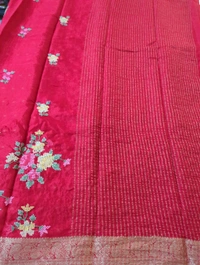 Pure Chinnon Embroidery  - Red