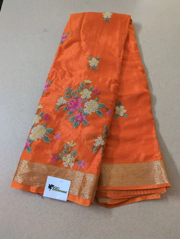 Pure Chinnon Embroidery  - orange