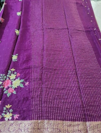 Pure Chinnon Embroidery  - Purple