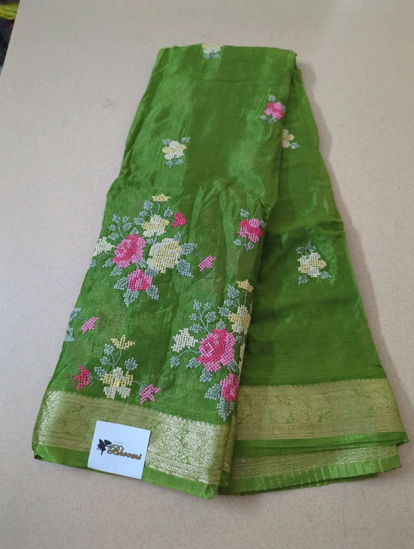 Pure Chinnon Embroidery  - green