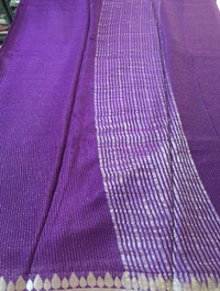 Pure Chinnon With Bandhej Blouse - Purple
