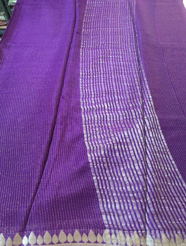 Pure Chinnon With Bandhej Blouse - Purple