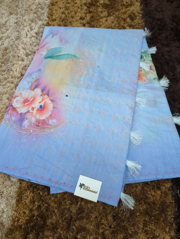 Mul Mul Chanderi Designer  - blue