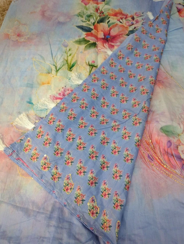 Mul Mul Chanderi Designer  - blue