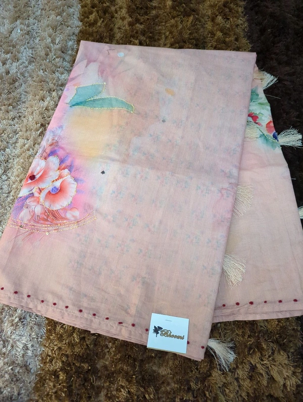 Mul Mul Chanderi Designer  - Peach