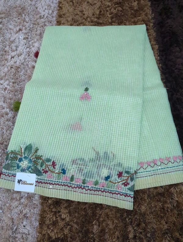 Cotton Doria Hand Work  - Snowy Mint