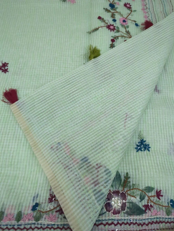 Cotton Doria Hand Work  - Snowy Mint