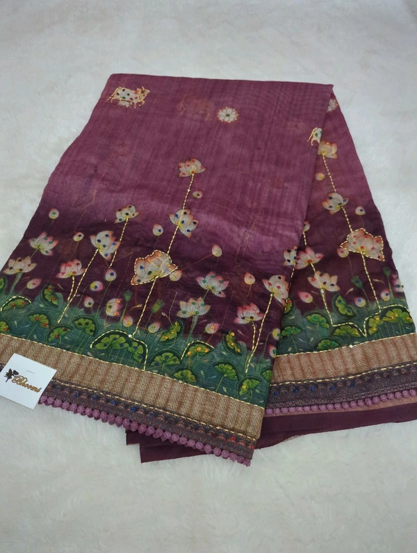 Soft Chanderi Kantha - Maroon