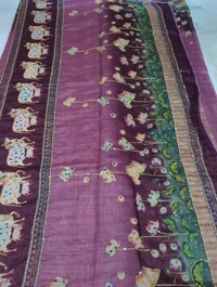 Soft Chanderi Kantha - Maroon