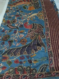 Soft Chanderi With Kantha Work  - blue