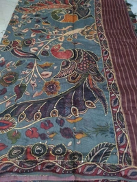 Soft Chanderi With Kantha Work  - Gray