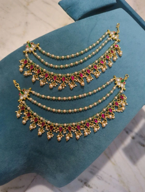 Jadua Kundan Ear Chains 