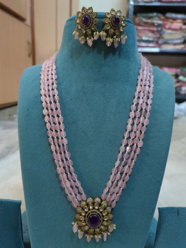 Real Monalisa Beads With Victorian Pendent Set 