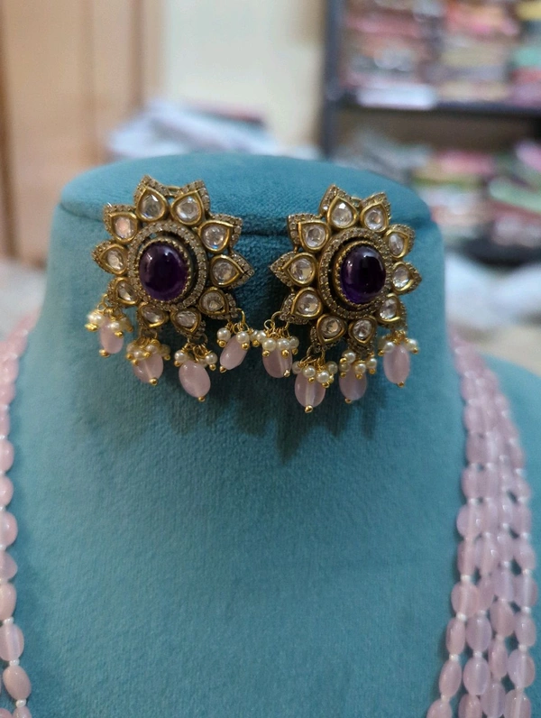 Real Monalisa Beads With Victorian Pendent Set 