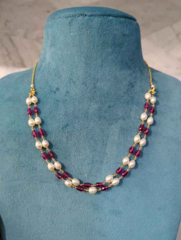 Real Fresh Water Pearls With Pink Mani