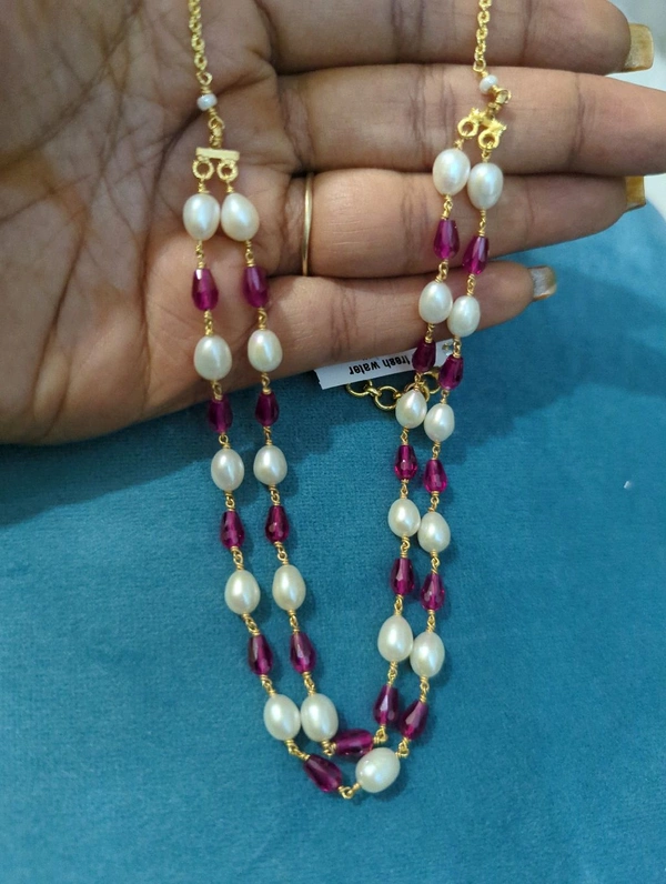 Real Fresh Water Pearls With Pink Mani