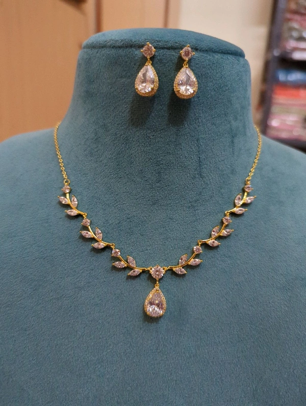 Simple Stylish Chain With Earring  - White, HD