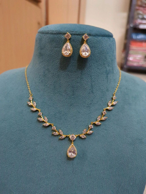 Simple Stylish Chain With Earring  - White, HD