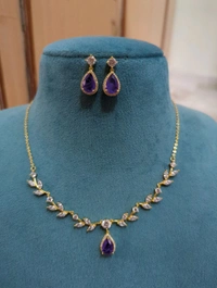 Simple Stylish Chain With Earring  - Heliotrope