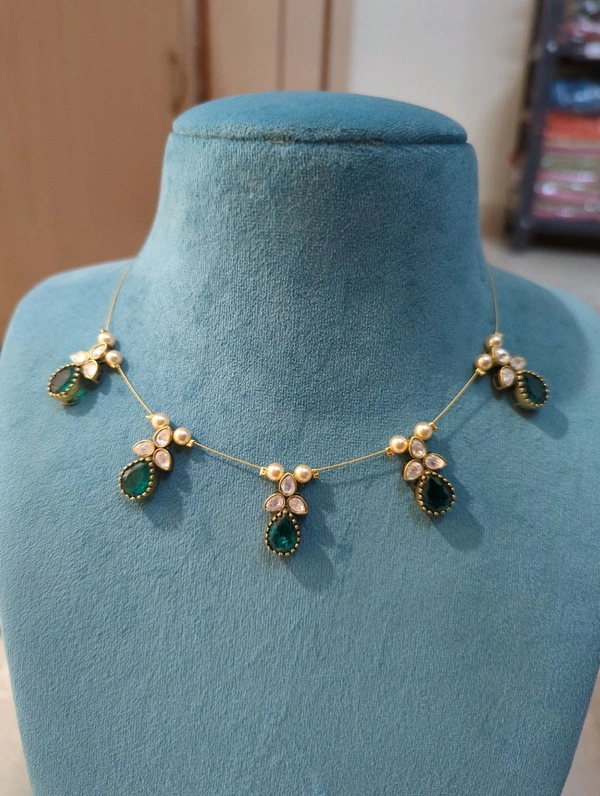 Invisible Chains With Mossanite Pendents - Vz, green