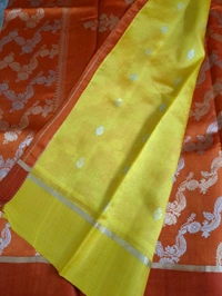 Pure Handloom Raw Mango  Off - dark orange