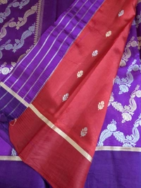 Pure Handloom Raw Mango  Off - purple