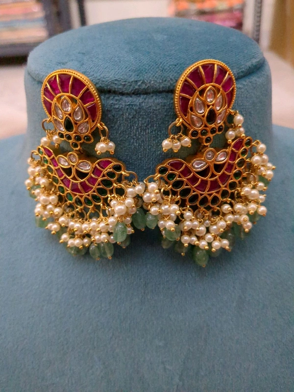Designer Jadua Kundan Earrings 