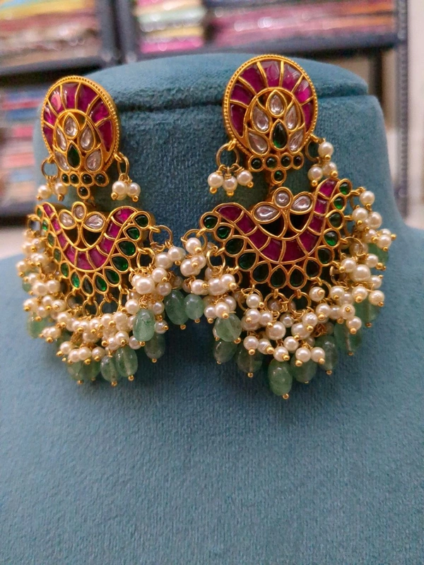 Designer Jadua Kundan Earrings 