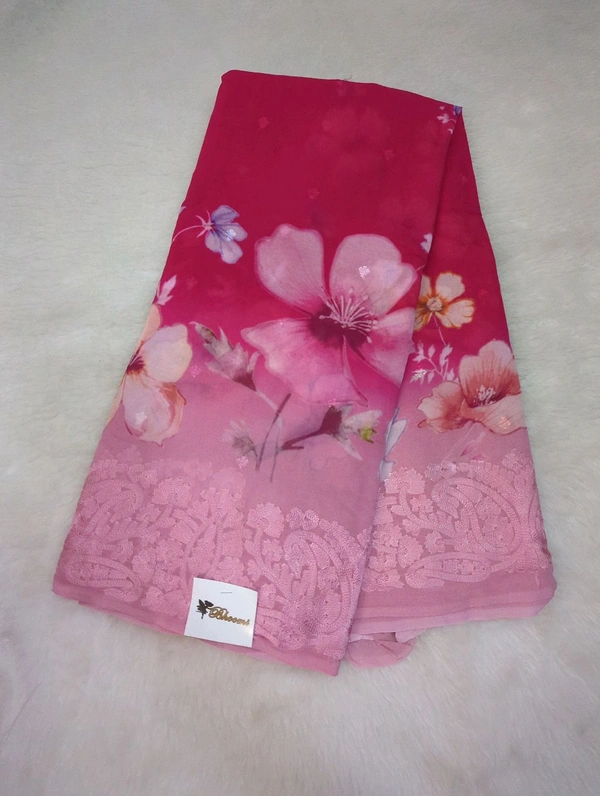 Pure Georgette Embroidery  - pink 3
