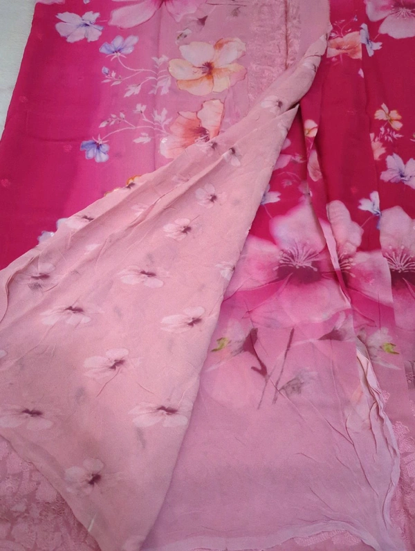 Pure Georgette Embroidery  - pink 3