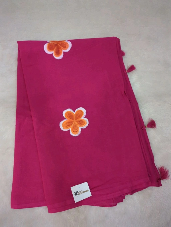 Pure Mul Mul Cotton Handpainted - pink