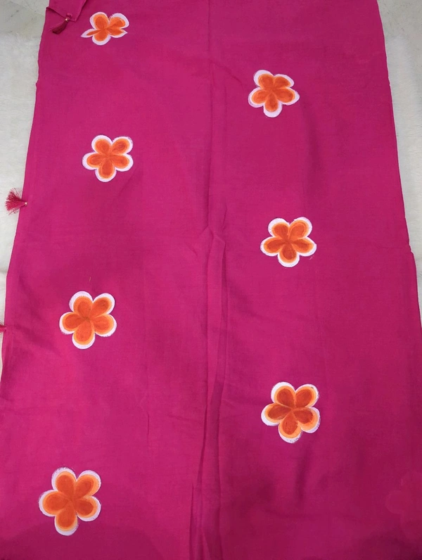 Pure Mul Mul Cotton Handpainted - pink
