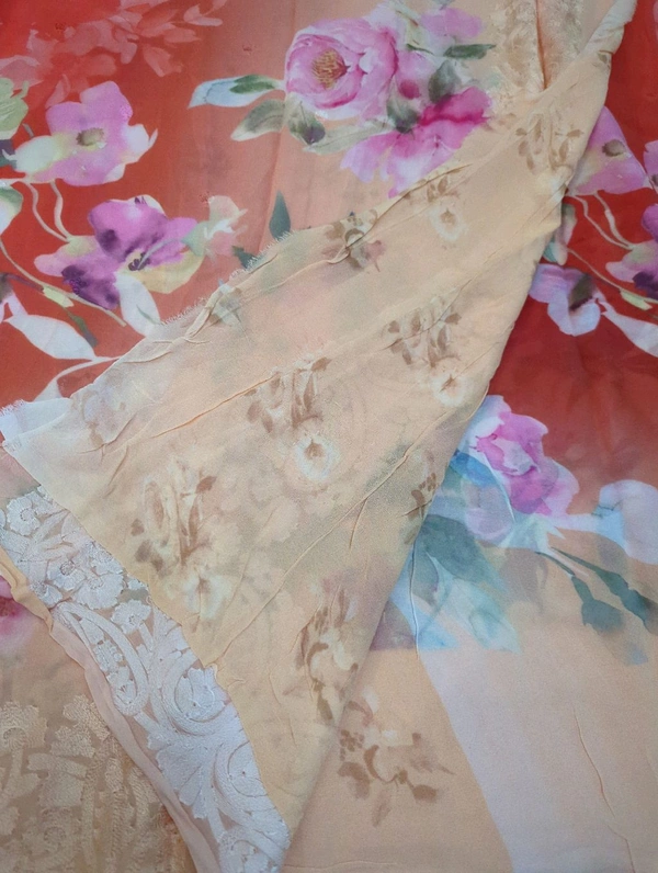 Pure Georgette Embroidery  - orange 4