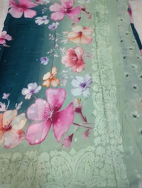 Pure Georgette Embroidery  - teal 6