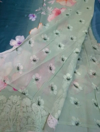 Pure Georgette Embroidery  - teal 6