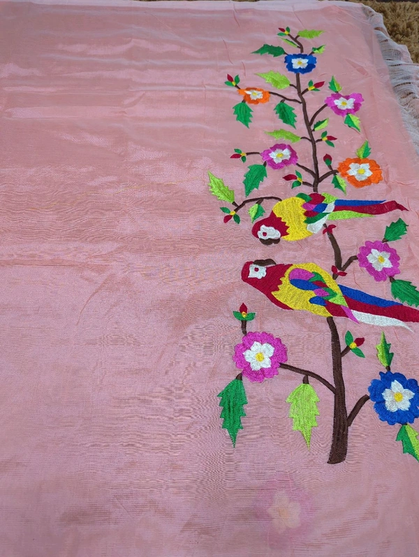 Pure Handloom Mangalagiri Pattu - White 1