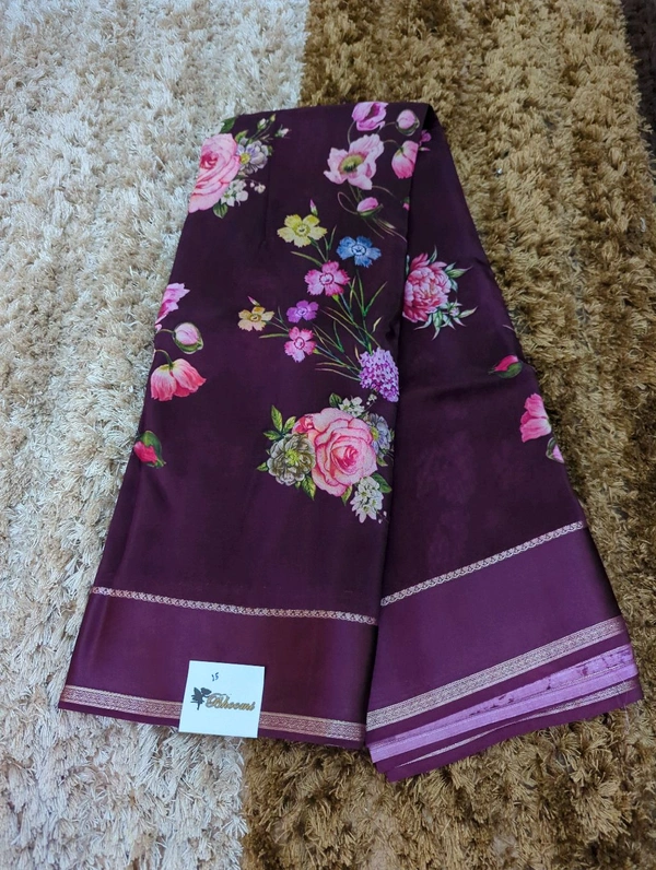 Pure Crepe With Satin Border  - Purple 15