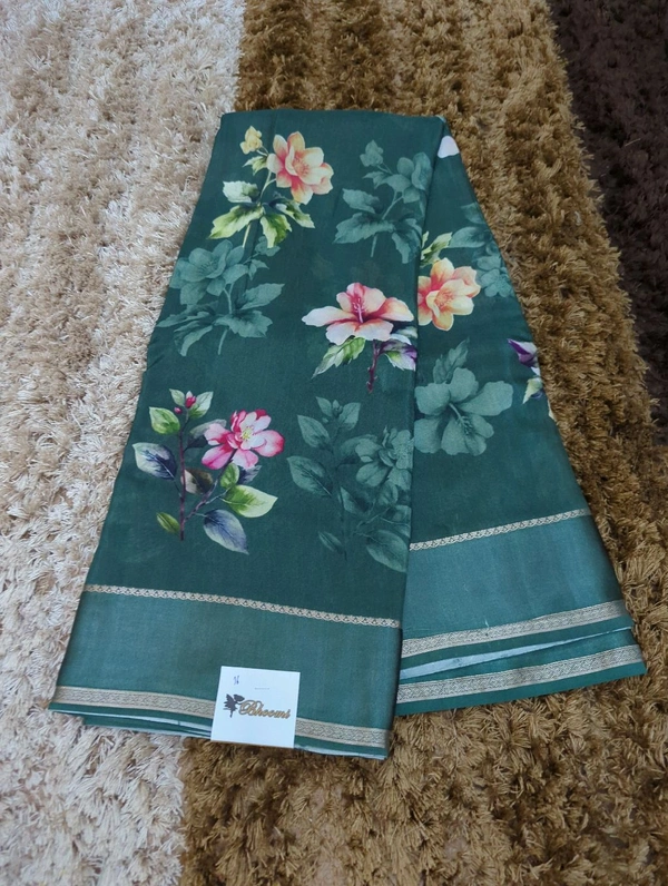 Pure Crepe With Satin Border  - teal 16