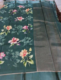 Pure Crepe With Satin Border  - teal 16