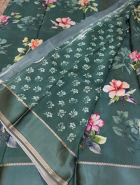 Pure Crepe With Satin Border  - teal 16