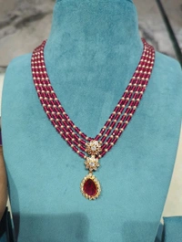 18 Ct Copy Set With Real Beads  - Red, 10 Days Dispatch Time