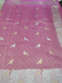 Pure Kanchi Brocade Weaving  - Pink Lace