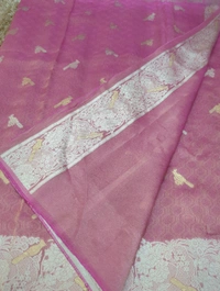 Pure Kanchi Brocade Weaving  - Pink Lace