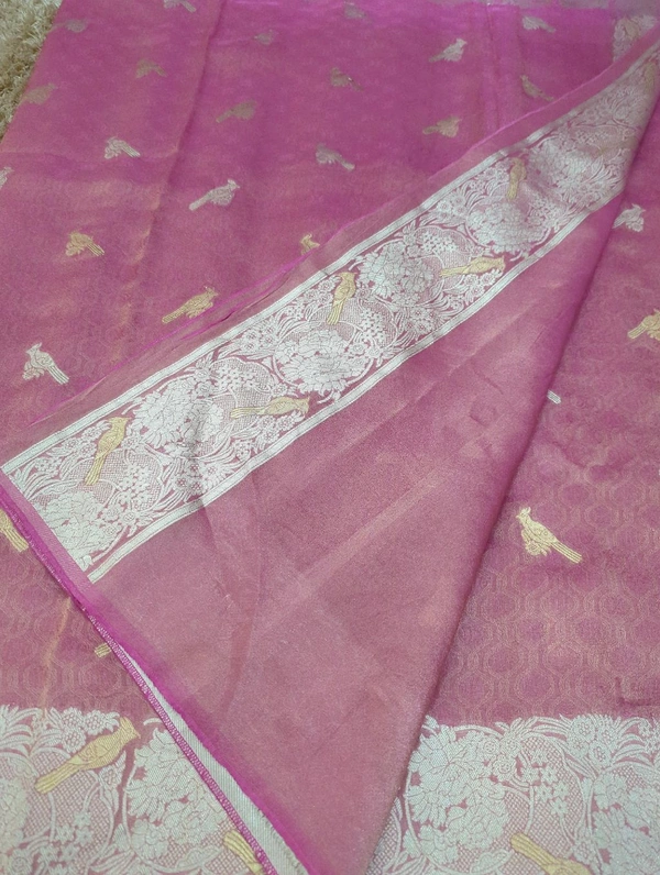 Pure Kanchi Brocade Weaving  - Pink Lace