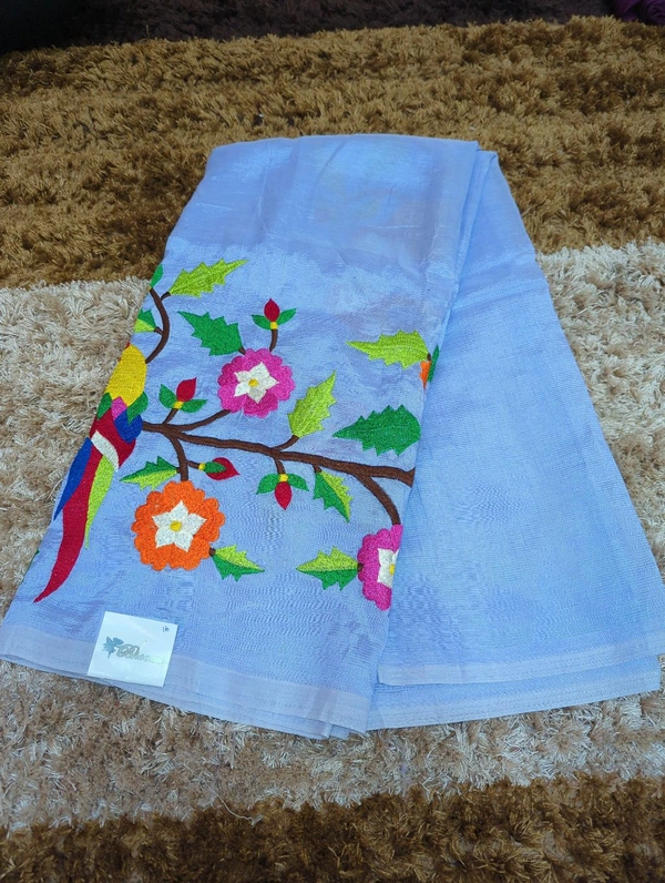 Pure Handloom Mangalagiri Pattu - White 16