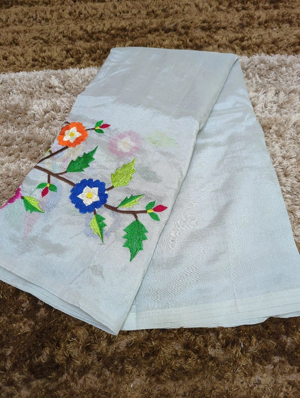 Pure Handloom Mangalagiri Pattu - White 19